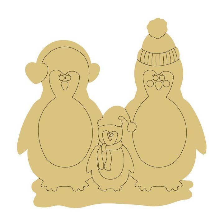 Diseño de la familia de pingüinos de Lines, estilo de recorte de madera sin terminar para venta al por mayor de Diverse Woodworking