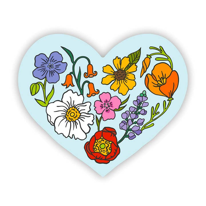 California Native Wildflower Heart Sticker for wholesale by Brenna Daugherty Illustration