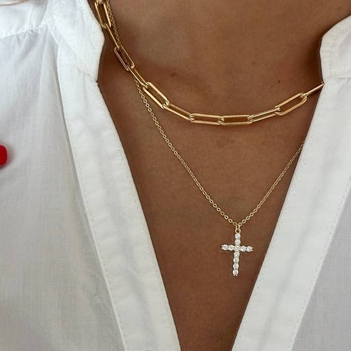 Sahira Jewelry Design - Wholesale Pendant/Charm Necklace - Classic CZ Cross Necklace1