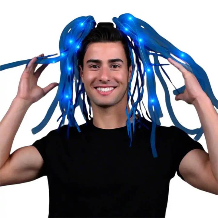 Blinkee.com, LLC - Wholesale Fashion Headband - Women's - Blue LED Noodle Headband Flashing Dreads2
