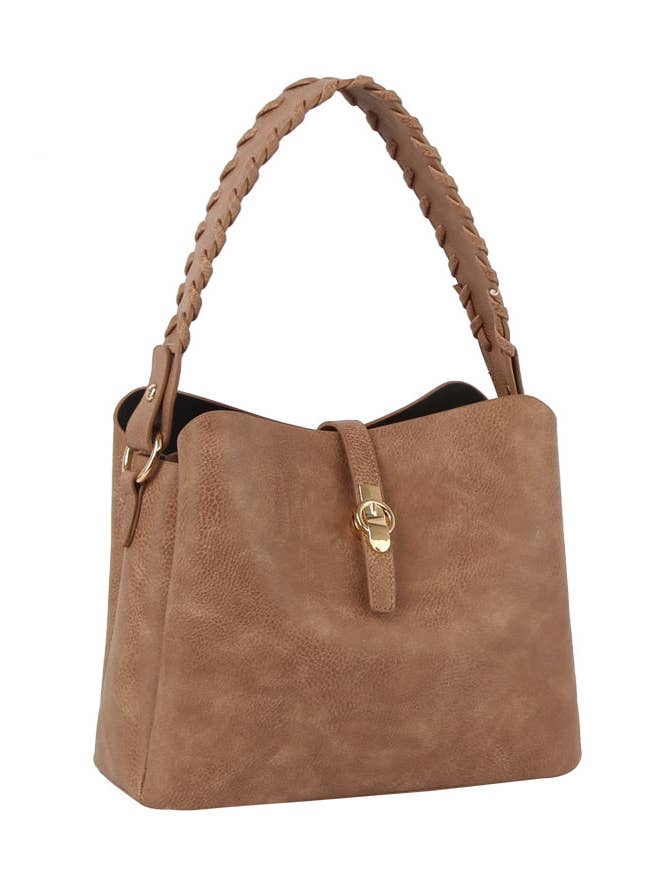 Calin collection weaving top handle detailed multi-compartment Hobo bag shoulder bag for wholesale by HR CORP