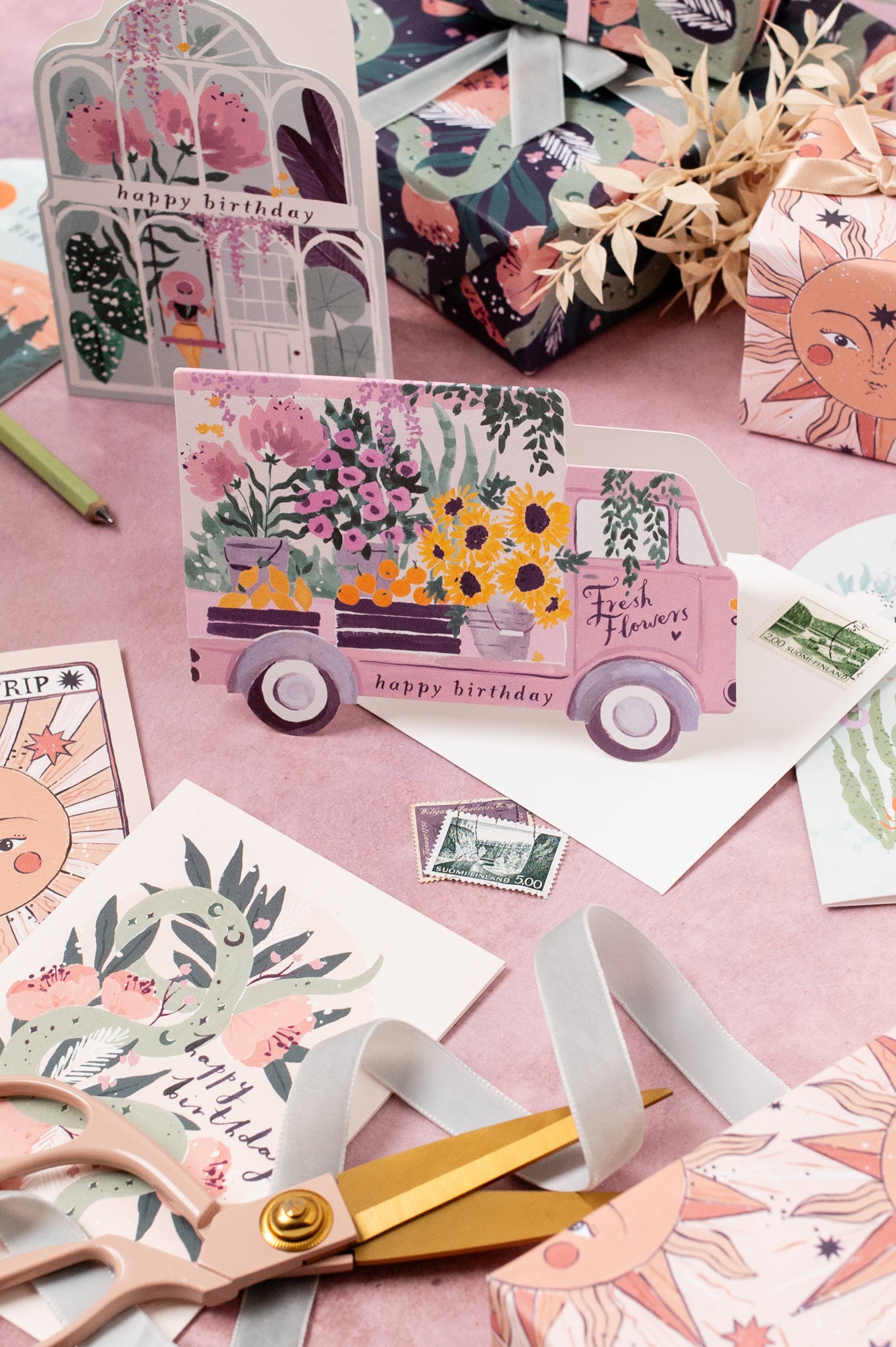 Sister Paper Co. - Wholesale Birthday Card - Flower Truck Birthday Card | Female Birthday Card | Floral3