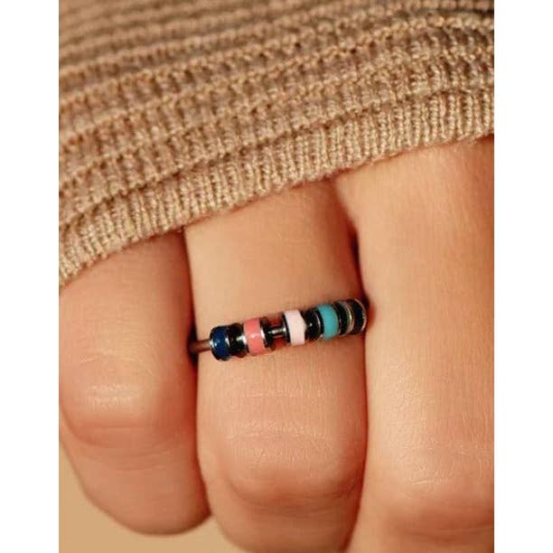 WoodWristCo - Wholesale Band/Stacked Ring - 925 Sterling Silver Beaded Fidget Ring