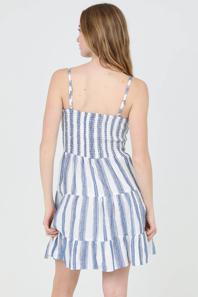 ANGIE – wholesale Dress – Women's – C4143-PAN51 STRIPED V NECK TWIST FRONT CUT OUT SUNDRESS2