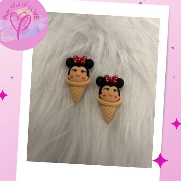 Ohrstecker mit Mäuseohren mit Schleife in Eiswaffel für den Großhandel von Pink tiful of LOVE