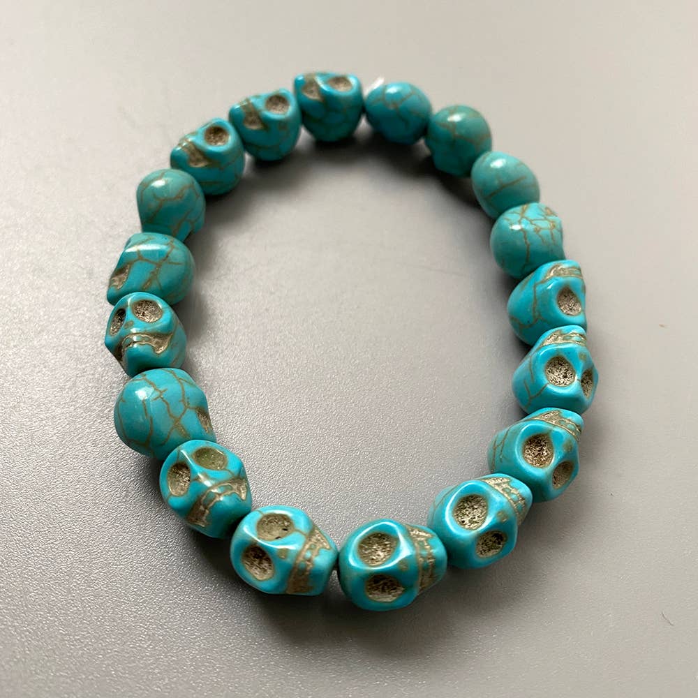 VIE - Wholesale Beaded Bracelet - Skull Bracelet, Dyed Howlite20