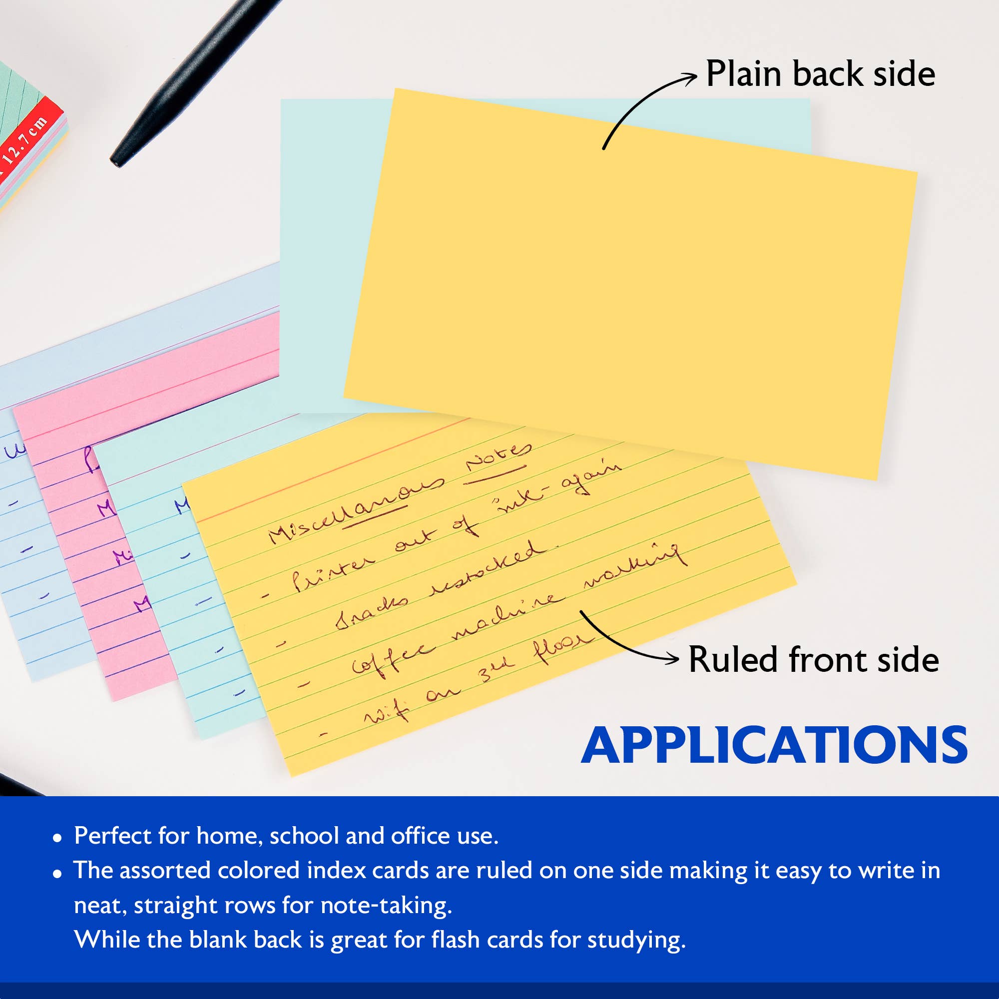 BAZIC Products - Wholesale Notepad - Ruled Colored Index Card 3" X 5" 100 Ct.2