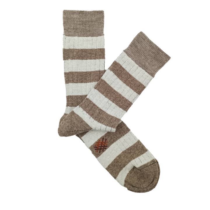 Optical Beige MissBeige Optic Striped Low Cloth Wool Sock for wholesale on Faire1