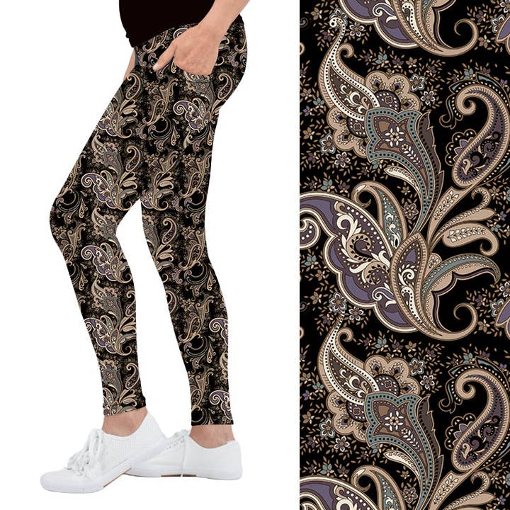 Ancient Paisley Deluxe Pocket Leggings for wholesale by Natopia