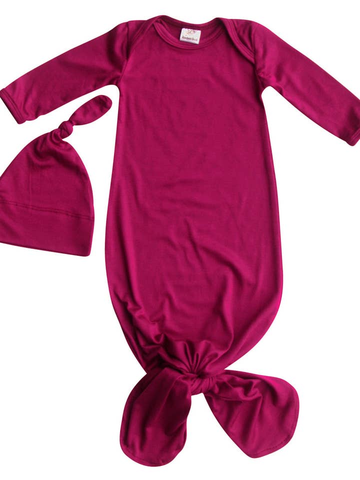 Rocket Bug - Wholesale Babygown Set - Baby - Silky Knotted Baby Gown with Knotted Hat - Infant Sleeper11