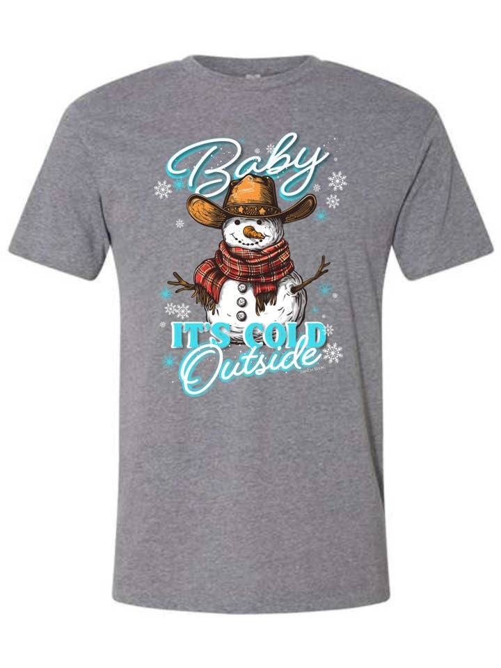 T-shirt graphique Bonhomme de neige Cowboy 2025 pour la vente par Ranch Swag