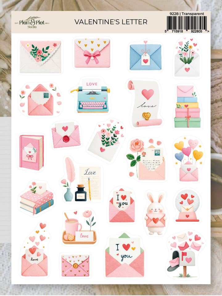 Carta de San Valentín | Pegatinas para venta al por mayor de Plan & Plot Studio