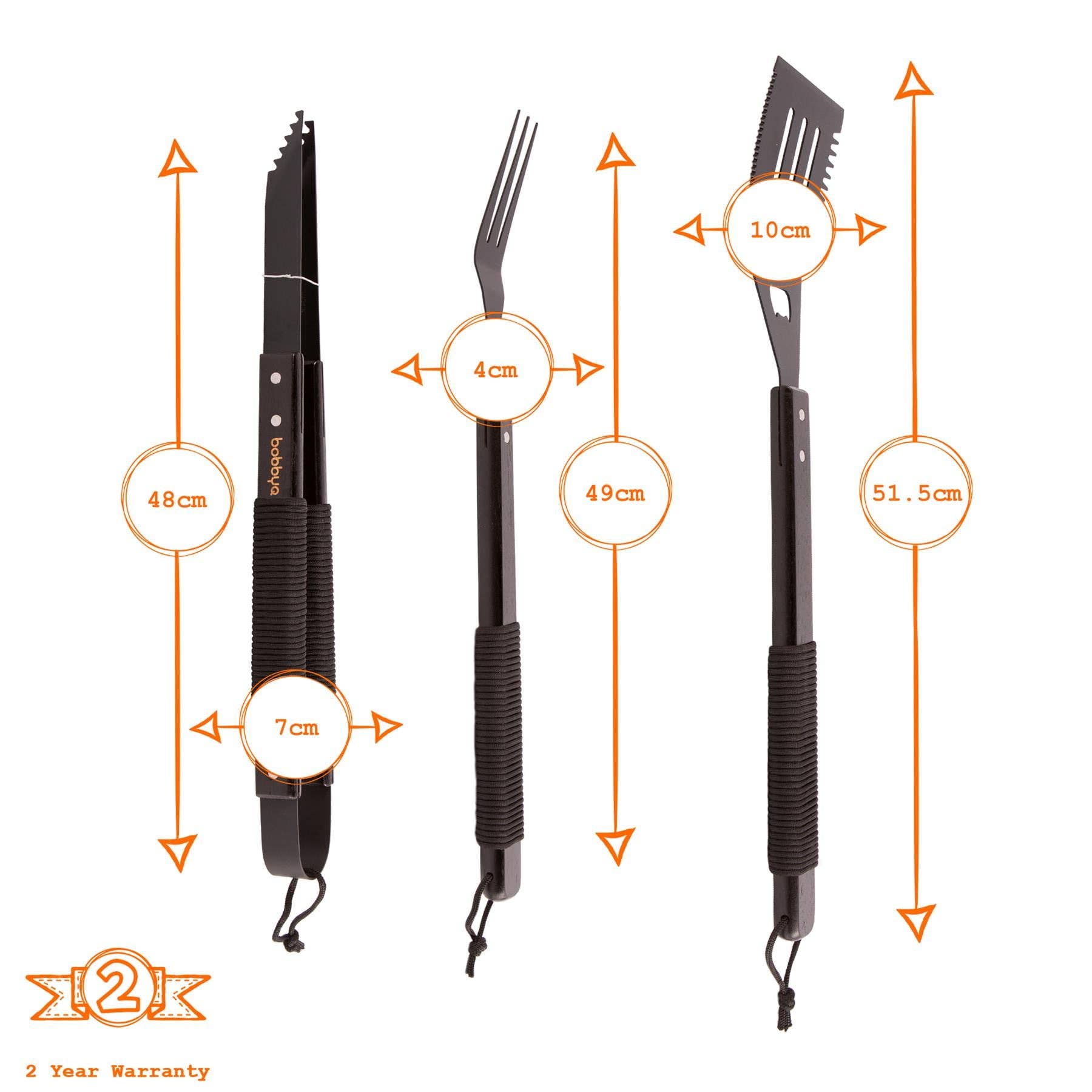 Rinkit Ltd - Wholesale Outdoor Grill Tools - 3pc Wooden BBQ Tool Set - By BobbyQ10