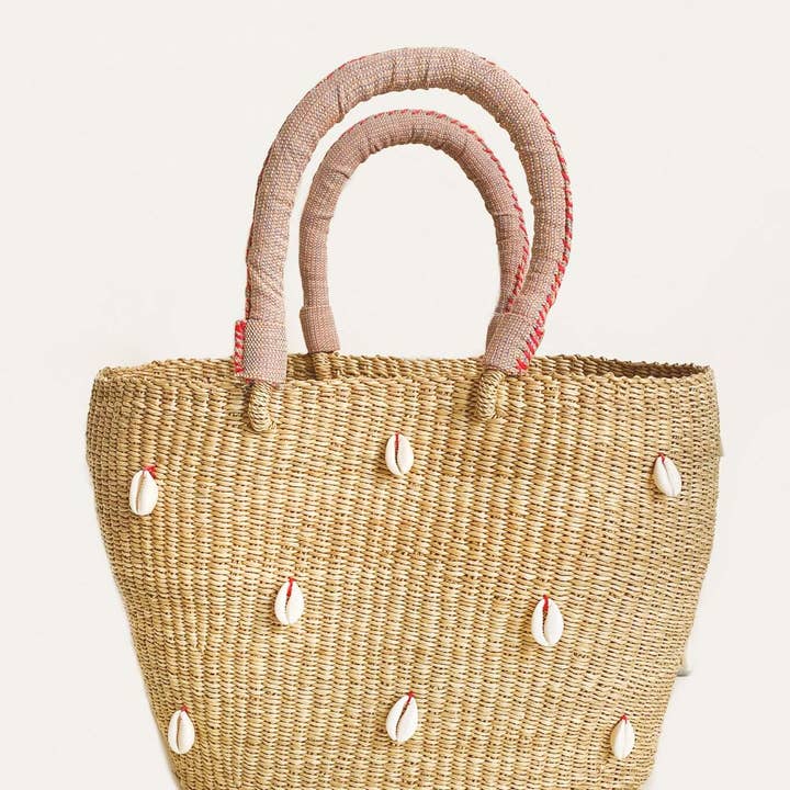 Indego Africa - Wholesale Tote Bag - Women's - Cowrie Bolga Tote Pink