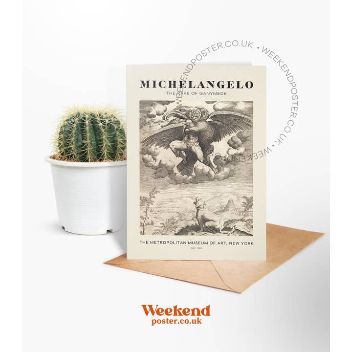 Weekend Concept – Cartão de saudação diária por atacado – Cartão de felicitações Michelangelo O Rapto de Ganimedes1