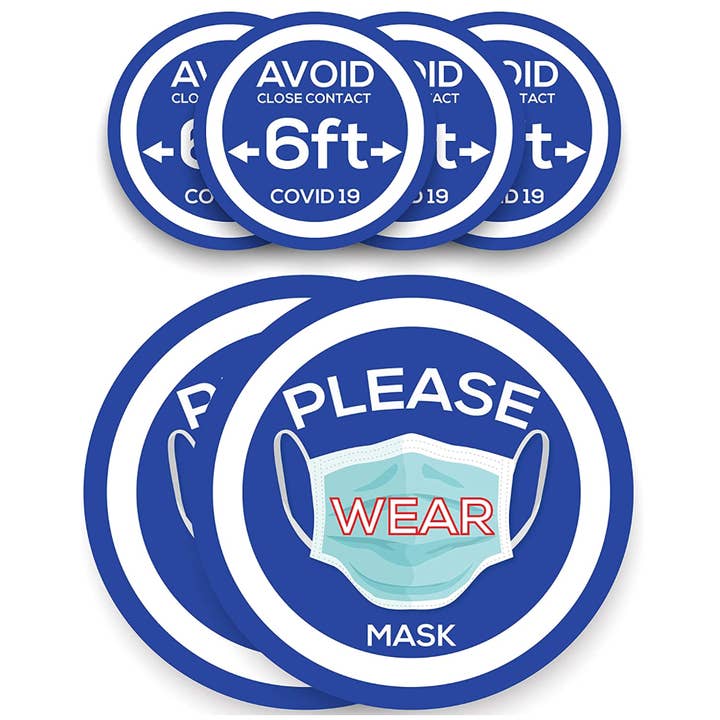 Brug ansigtsmaske klistermærke tegnSocial afstand holde 6 ft for engroshandel hos ADESIGNSTORE