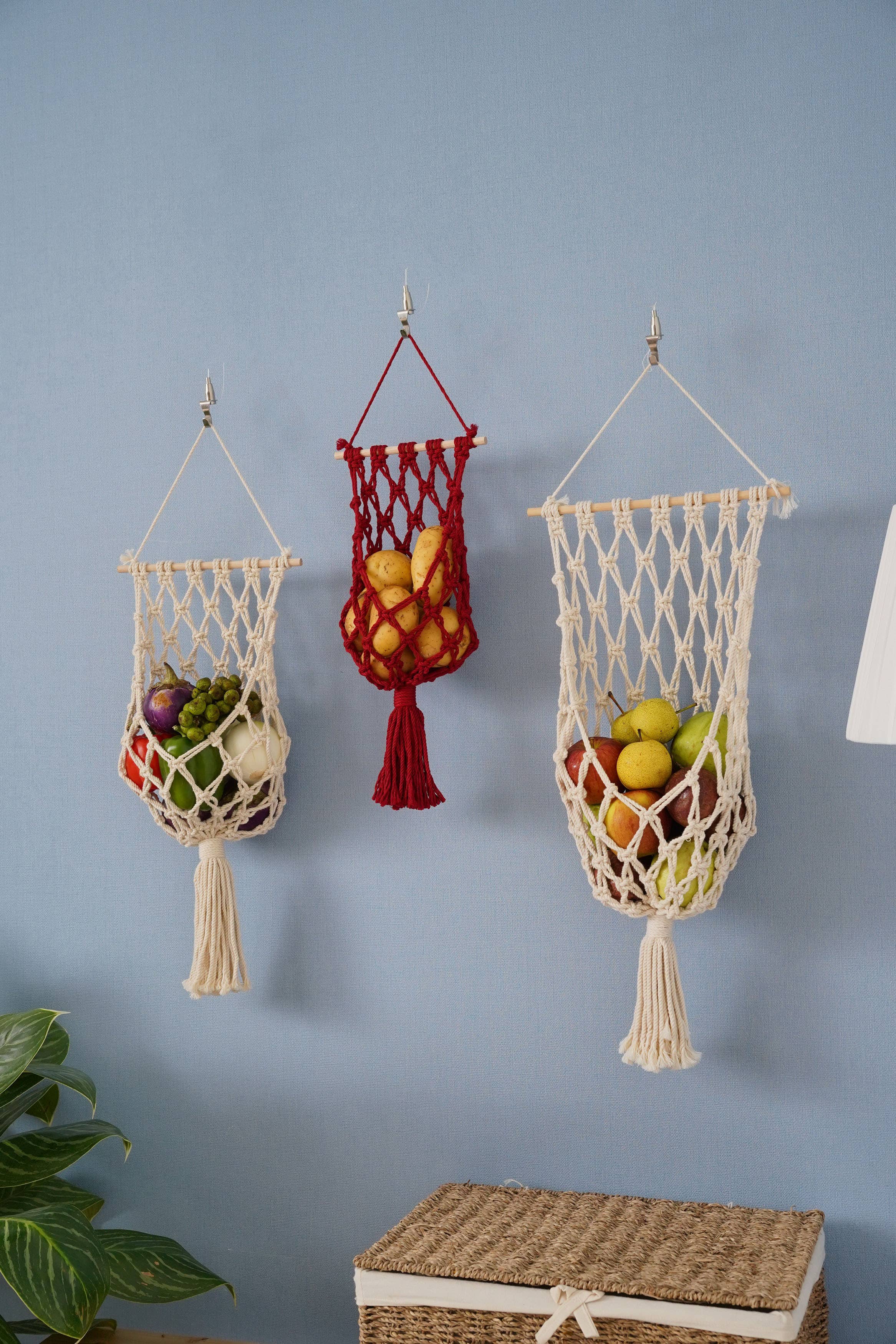 BeanDaikon – wholesale Kitchen storage/organiser – Macrame Fruit Hanger H074