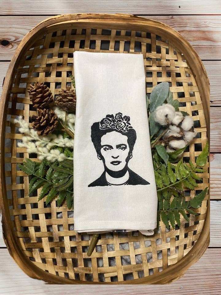 Frida portrait Tea Towel for wholesale by Linkster Love