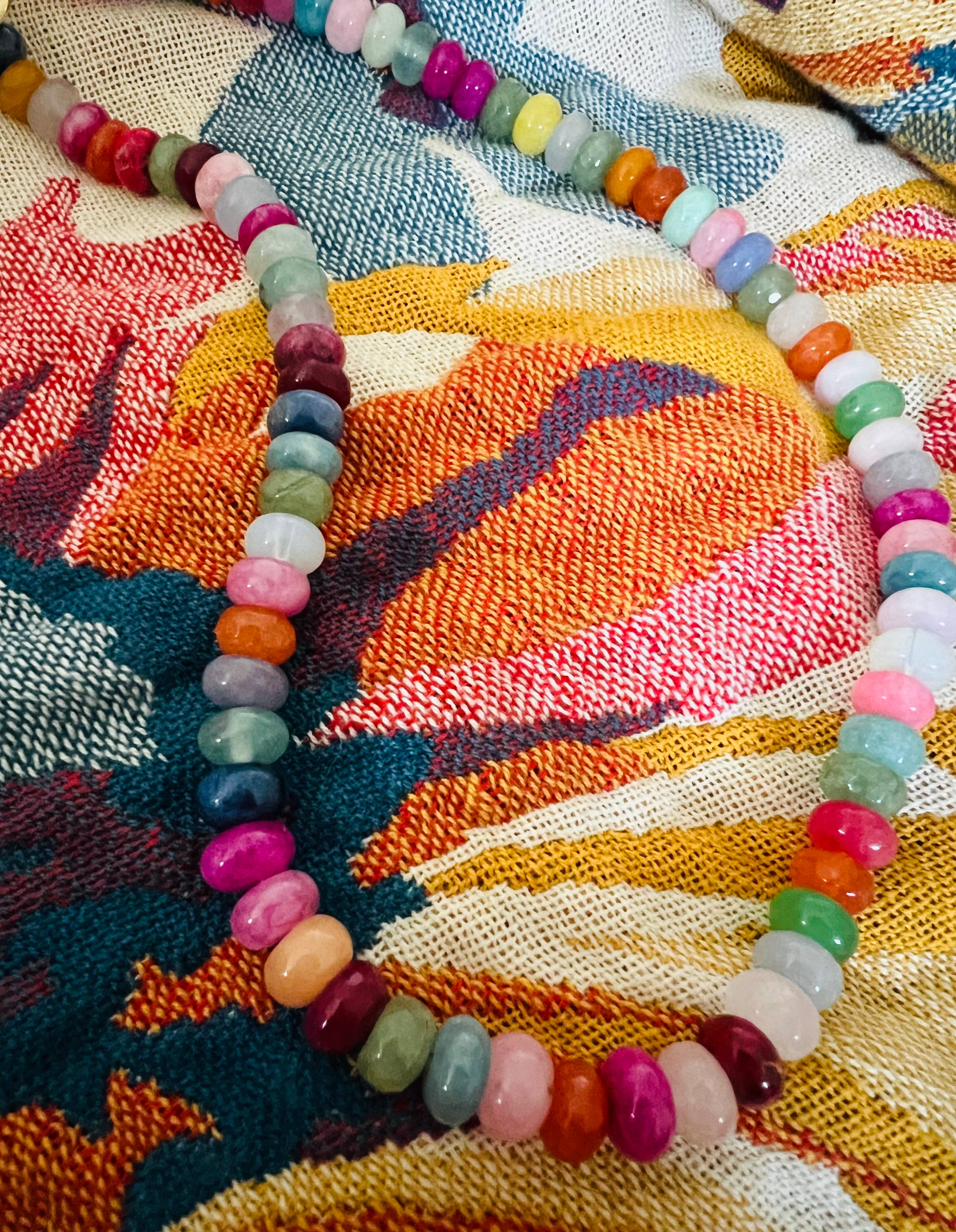 Sonya Renee Jewelry - Wholesale Beaded/Pearl Necklace - Lilly Gemstone Bead Necklace multi-color 8mm opals jade 39