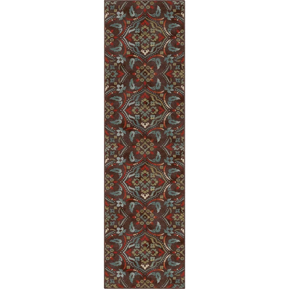 Well Woven - Wholesale Area Rug - Florence Brown/Grey Floral Flat-Weave Cotton Backing Rug4