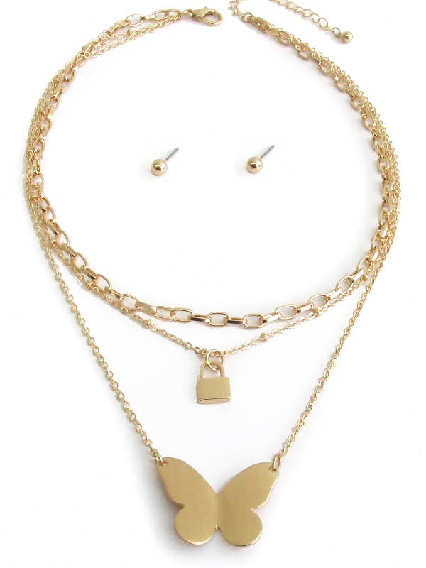( I403 ) BUTTERFLY LOCK NECKLACE SET for wholesale by Jewelry Max