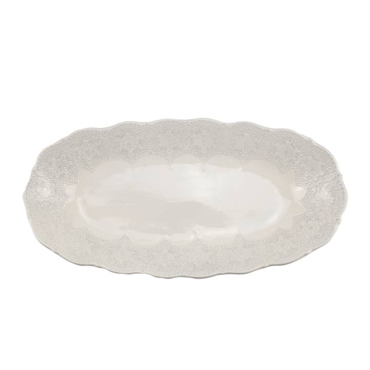 Grand bol ovale antique Merletto pour la vente par Arte Italica & Crown Linen Designs