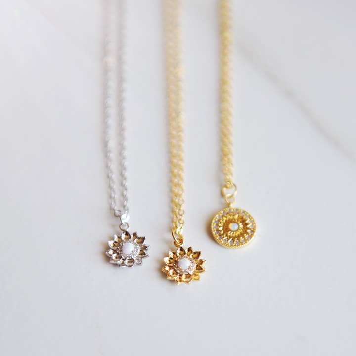 Oh So Lovely - Wholesale Halskettinghanger - CLARA halsketting met roze opaal mandala2