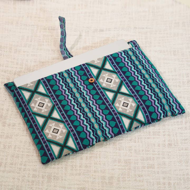 Handmade Jacquard Laptop Sleeve – Aztec Print - No Tariffs for wholesale by Craftpair