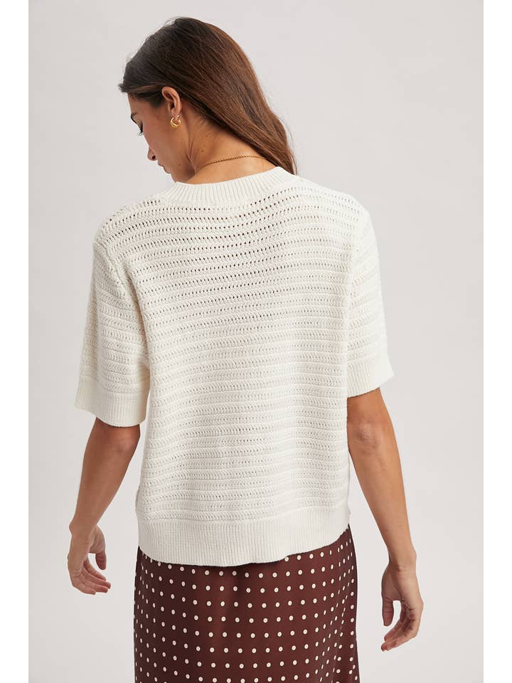 Wishlist Apparel - Wholesale Knit Sweater - Women's - TEXUTRED SHORT SLEEVE SWEATER TOP / WL25-1189611