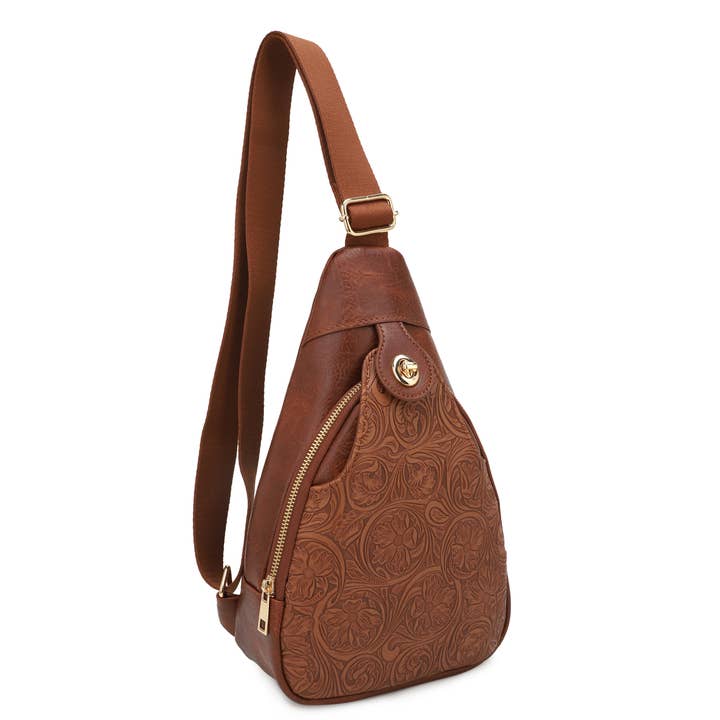 KAYLA+AVA - Wholesale Crossbody Bag - Women's - Jacqueline Paisley Tooling Embossed Sling Bag with Turnlock