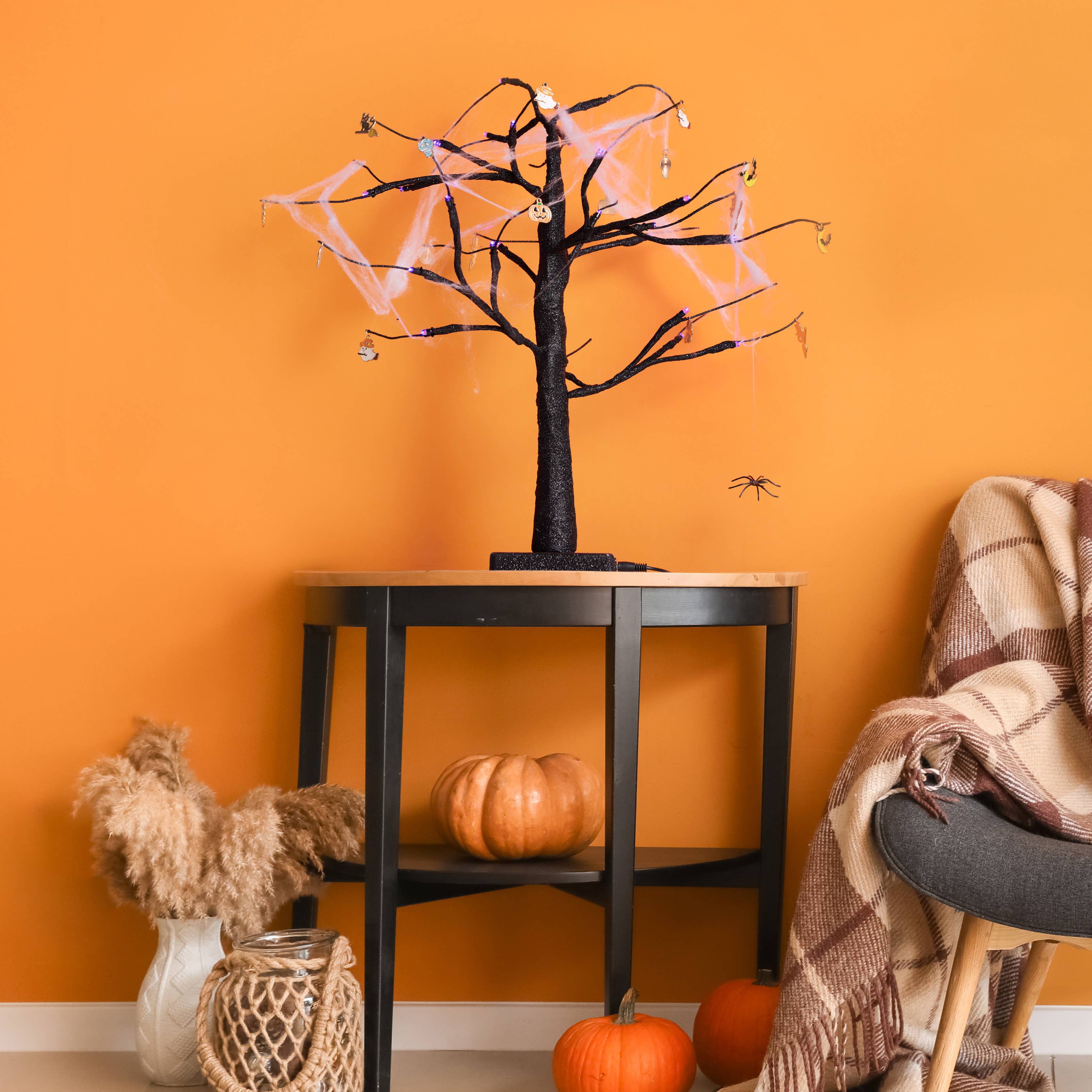 The Twiddlers - Wholesale Christmas Decoration - 2FT Black Halloween Tree Glitter Purple USB/Batt Powered2