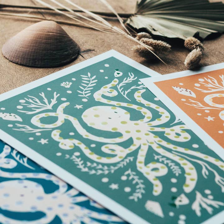 Slow Sunday - Wholesale Art Print - ‘Occy Octopus’ Friendly Sea Creature Fine Art Print For Children8