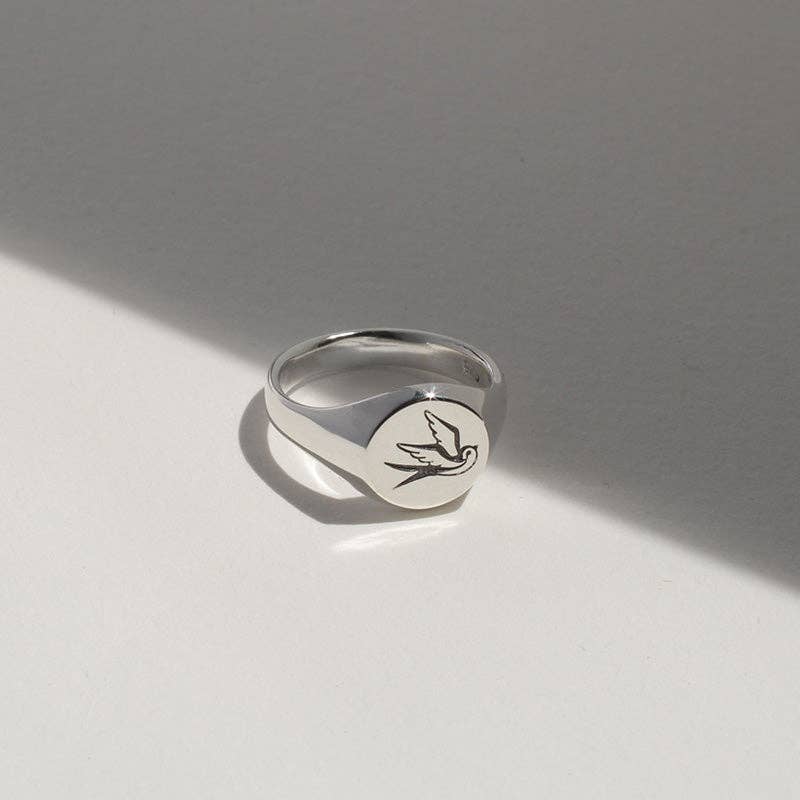 Futaba Hayashi – wholesale Signet ring – Swallow Signet Ring - Sterling Silver2