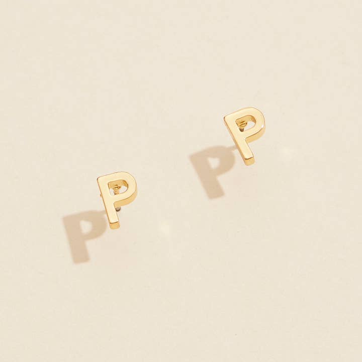 Assorted Initial Metal Stud Earrings for wholesale on Faire4