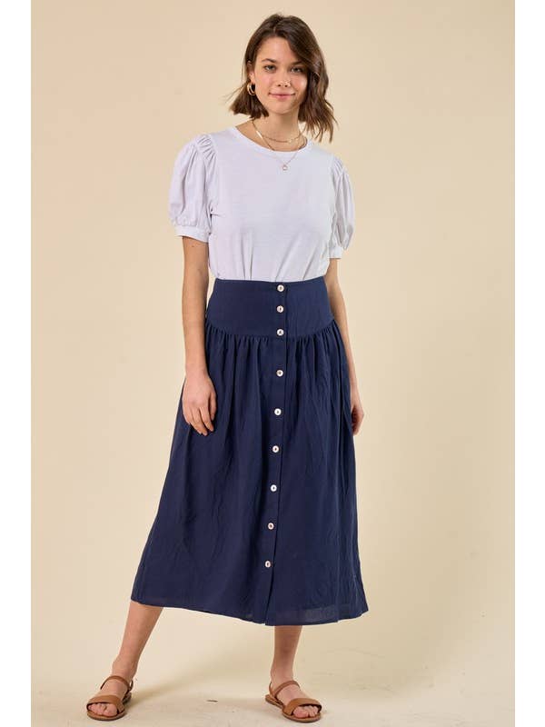 Doe and Rae - Vendita all'ingrosso Gonna - Donna - Gonna posteriore elasticizzata con bottoni sul davanti - 6366S4