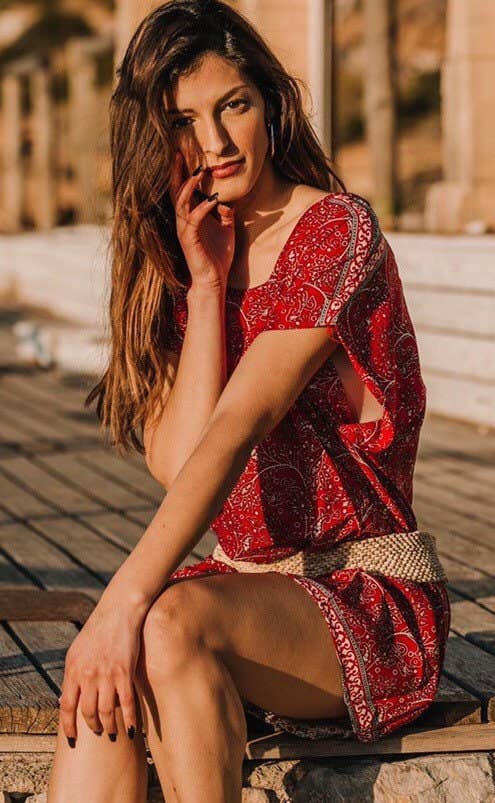 Miss Kitsch – wholesale Dress – Women's – Red Short Dress, Boho Dress, Summer Dress, Beach Dress, Resort Wear, Blouse Dress, Holiday Dress, Short Dress with Sleeve Corfu Dress4