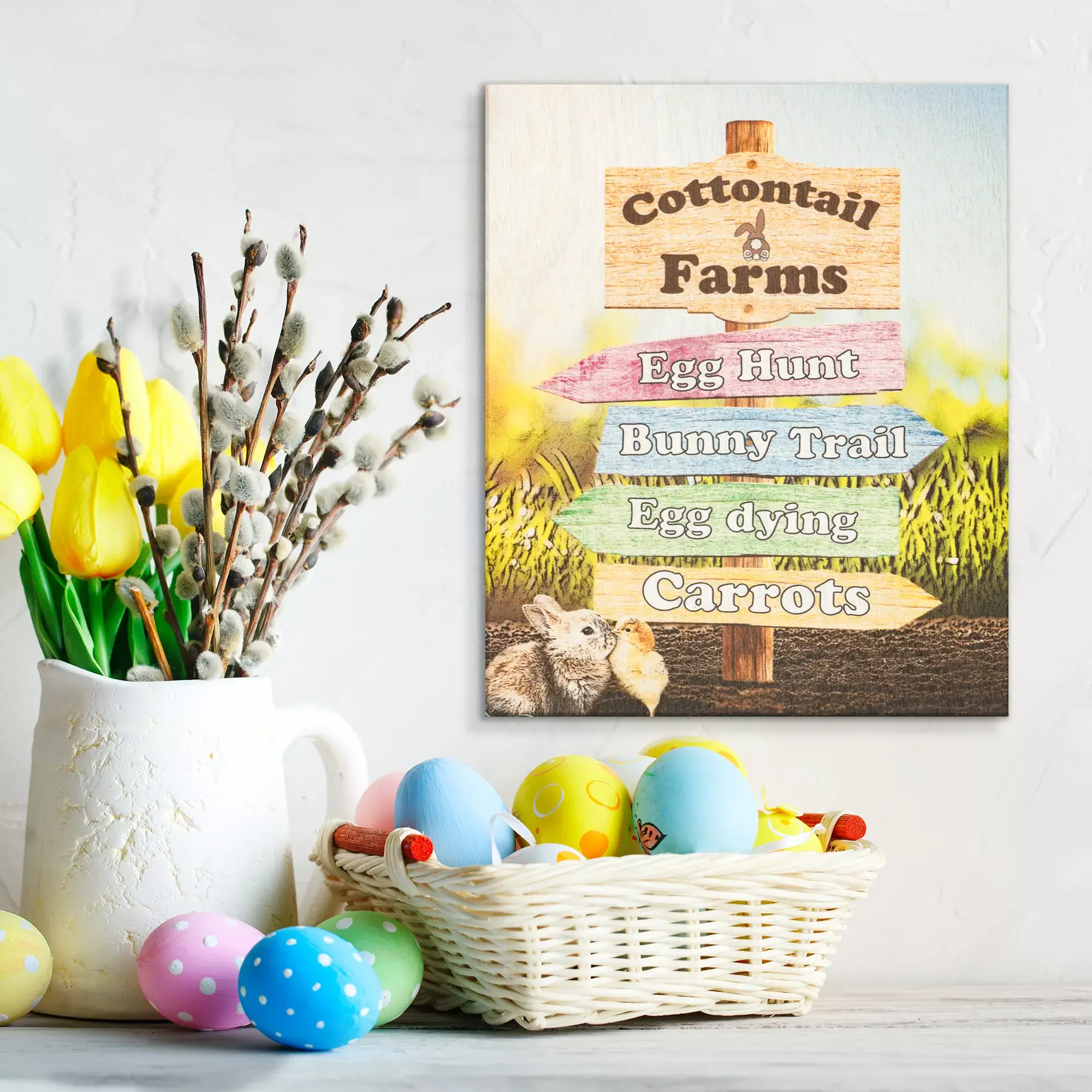 JennyGems - Wholesale Sign - Cottontail Farms Easter Decor Wooden Sign, Spring Decoration2