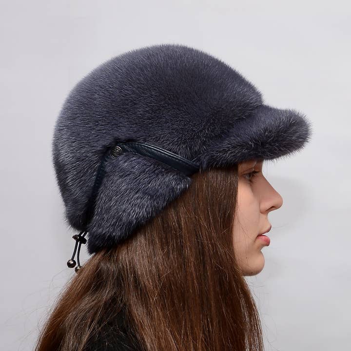 FurStyleUa - Vente Béret – femme - Chapeau en fourrure de vison pour femme, chapeau d'hiver en fourrure russe, véritable chapeau en fourrure.9