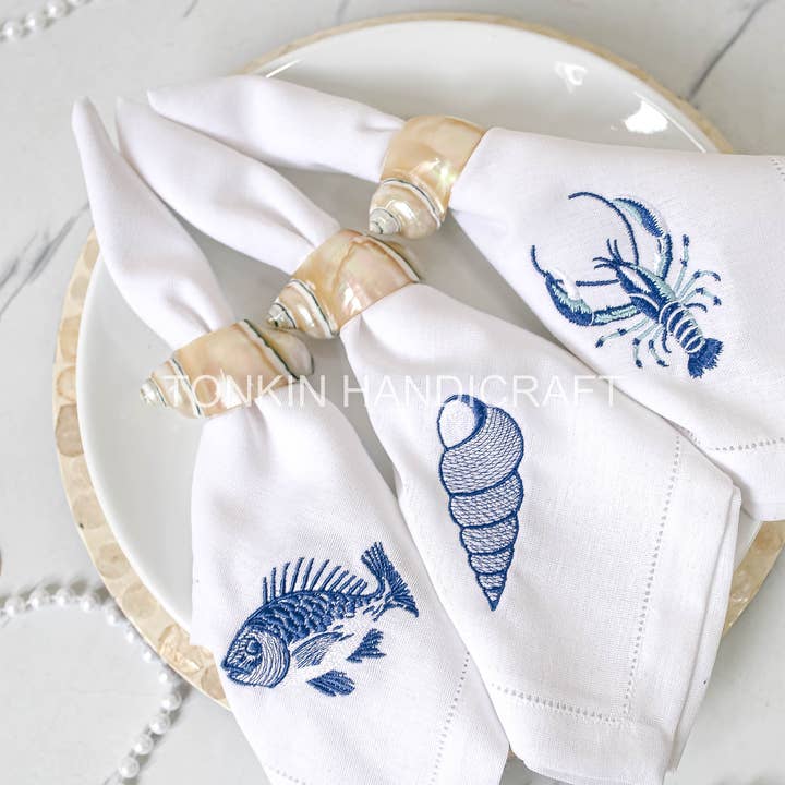 Tonkin Handicraft - Wholesale Dinner & Cloth Napkin - Coastal Linen Embroidery Napkin15