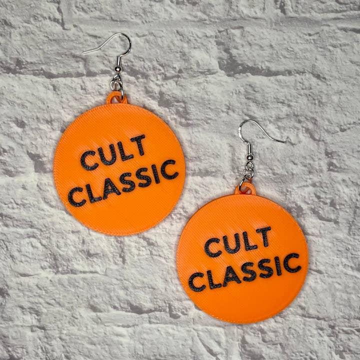 Cult Classic VHS Movie Sticker Statement Earrings 3D Printed for wholesale by Cryptid Craft Studio