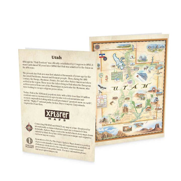 Utah State Map Blank Notecard - Blank for wholesale by XPLORER MAPS