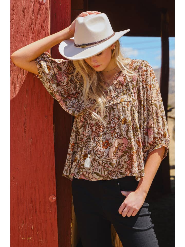 Oddi - Wholesale Blouse - Women's - Bohemian Floral Peasant Blouse