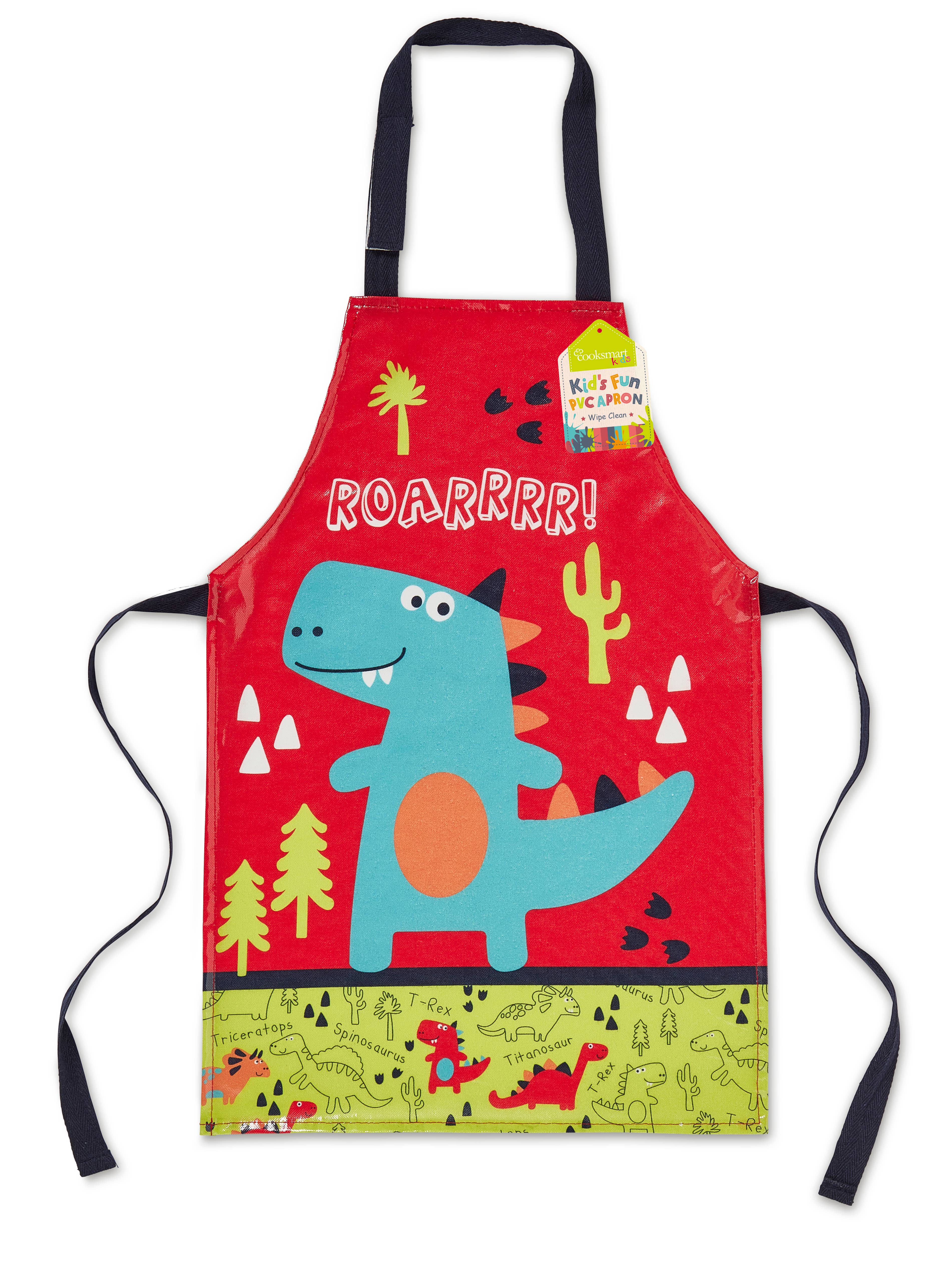 Red Dinosaur PVC Apron Kids PVC Aprons for wholesale on Faire