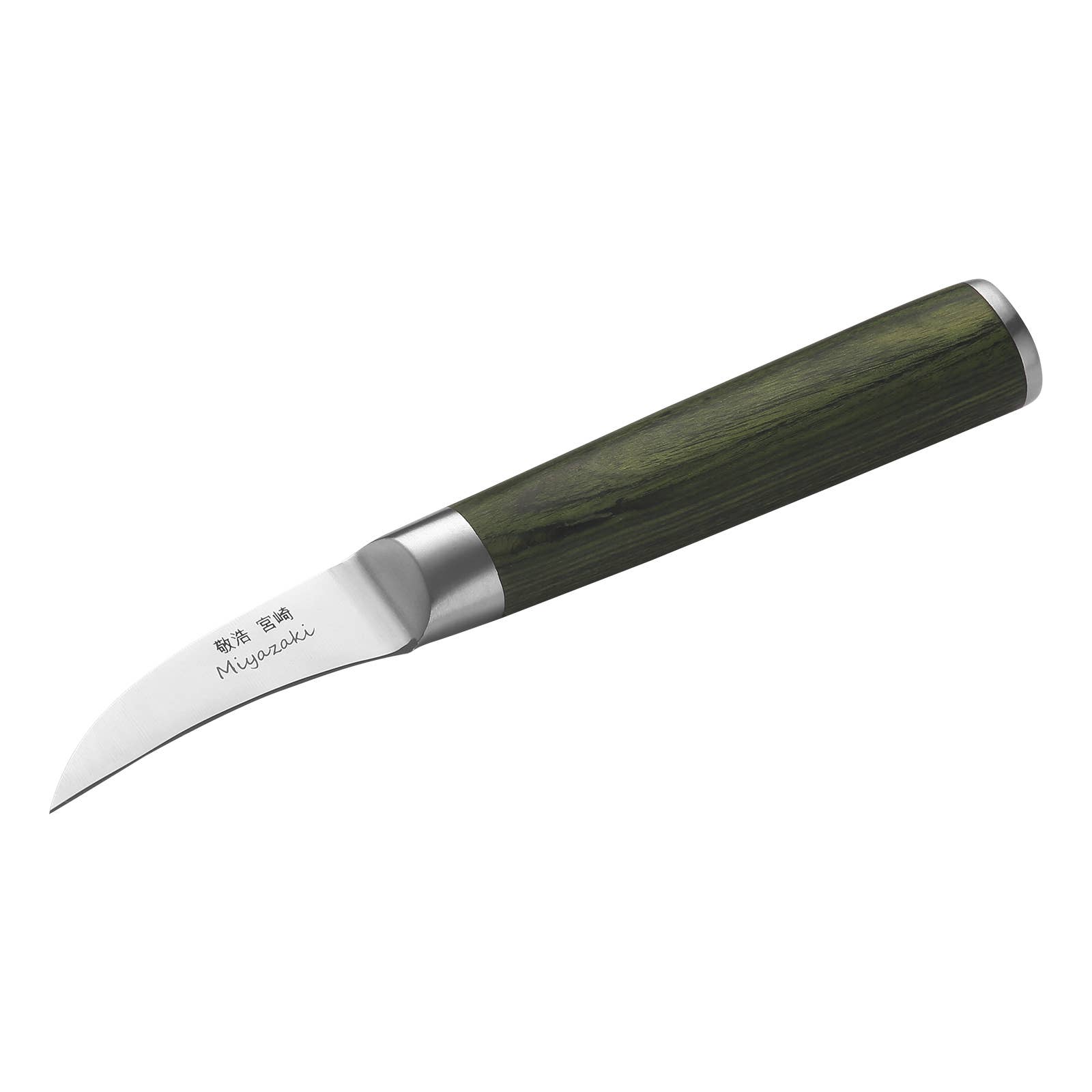 Ed Mahony - Wholesale Kitchen/Utility Knife - Miyazaki Kodawari-curved Paring knife,green pakkawood handle4