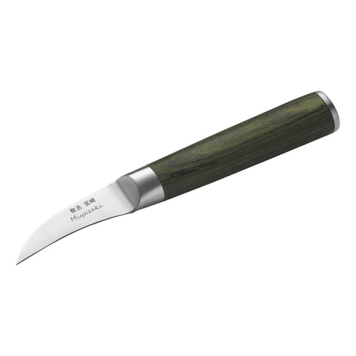 Ed Mahony - Wholesale Kitchen/Utility Knife - Miyazaki Kodawari-curved Paring knife,green pakkawood handle4