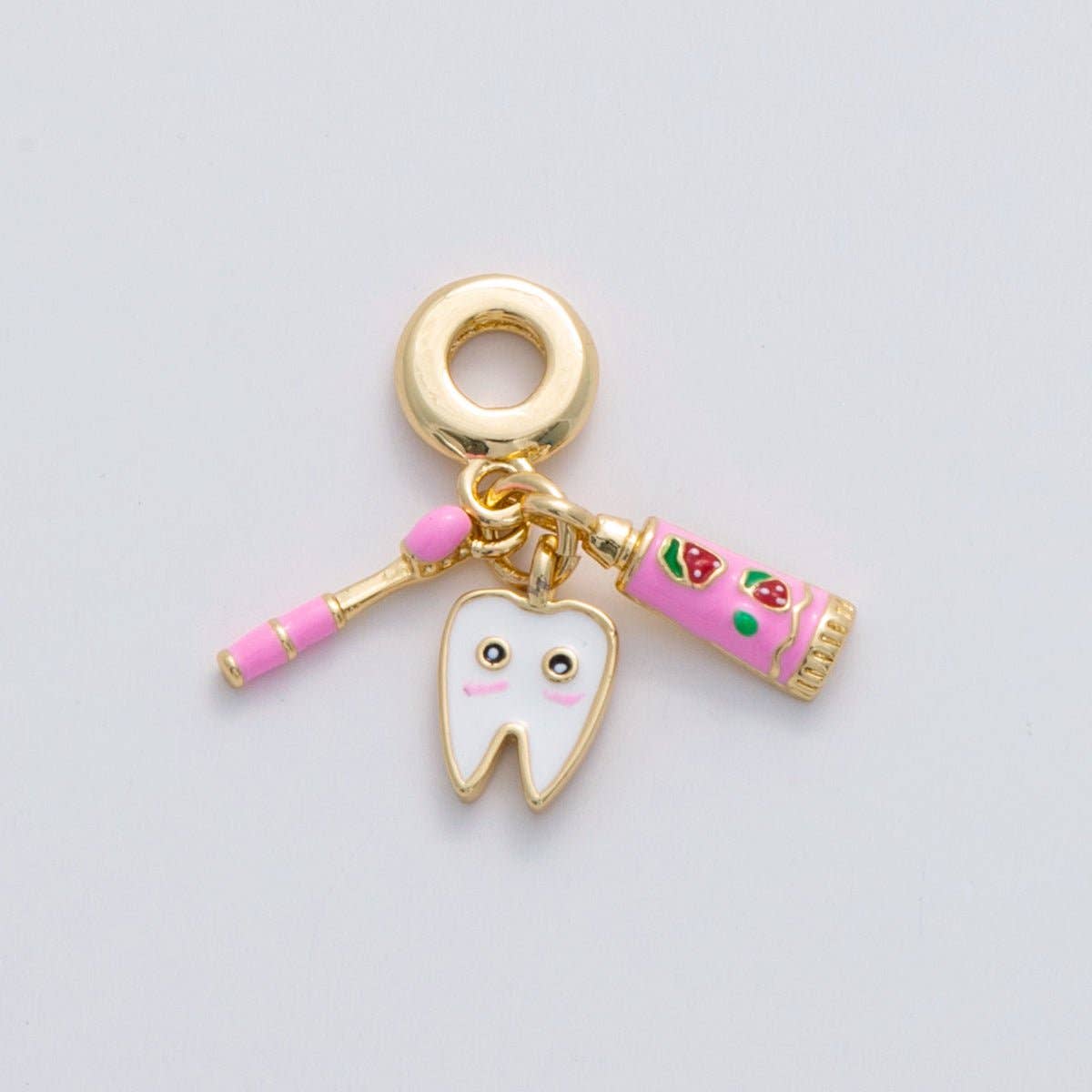 Aim Eternal - Wholesale Individual Charm/Pendant - 18K Gold Filled Dentist Tooth Brush Paste Rhondelle Drop Pendant | C2240