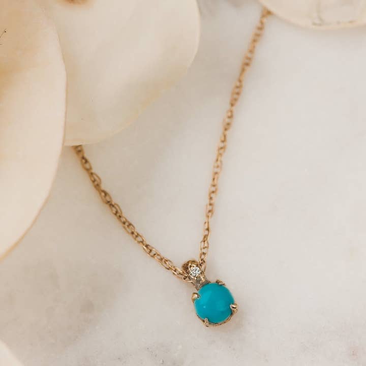 Lacee Alexandra Jewelry - Wholesale Halskettinghanger - Effen gouden turquoise ketting0