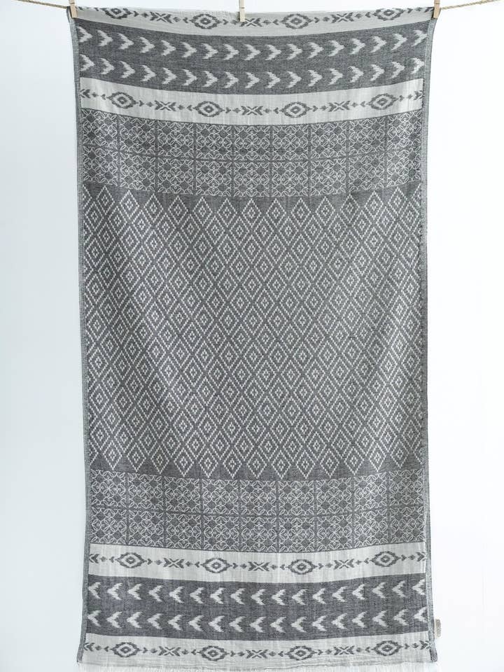 BEACH TOWEL PYRGI BLACK for wholesale by AELIA ANNA