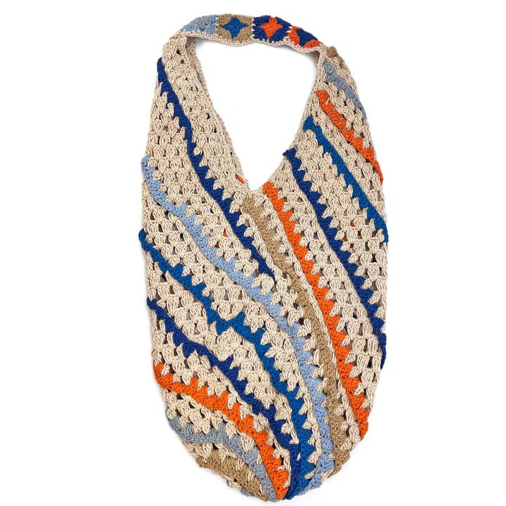 Anju Jewelry - Venta al por mayor Bandolera - Mujer - Bolso Delilah, bolso holgado de algodón, azul y naranja