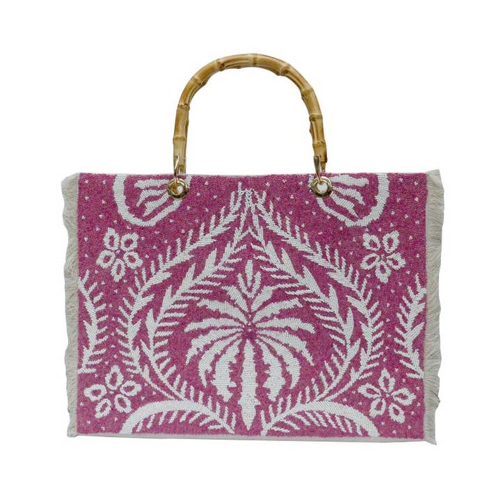 Tiana Designs - Wholesale Tote Bag - Women's - Fuchsia bamboo handle tote GLTF BH 608
